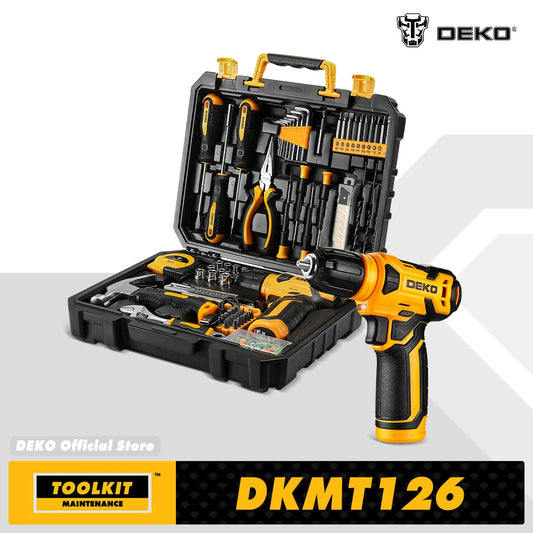 Deko 126 teiliges Elektrowerkzeug-Kombi-Kits mit 8-V-Akku-Schrauber