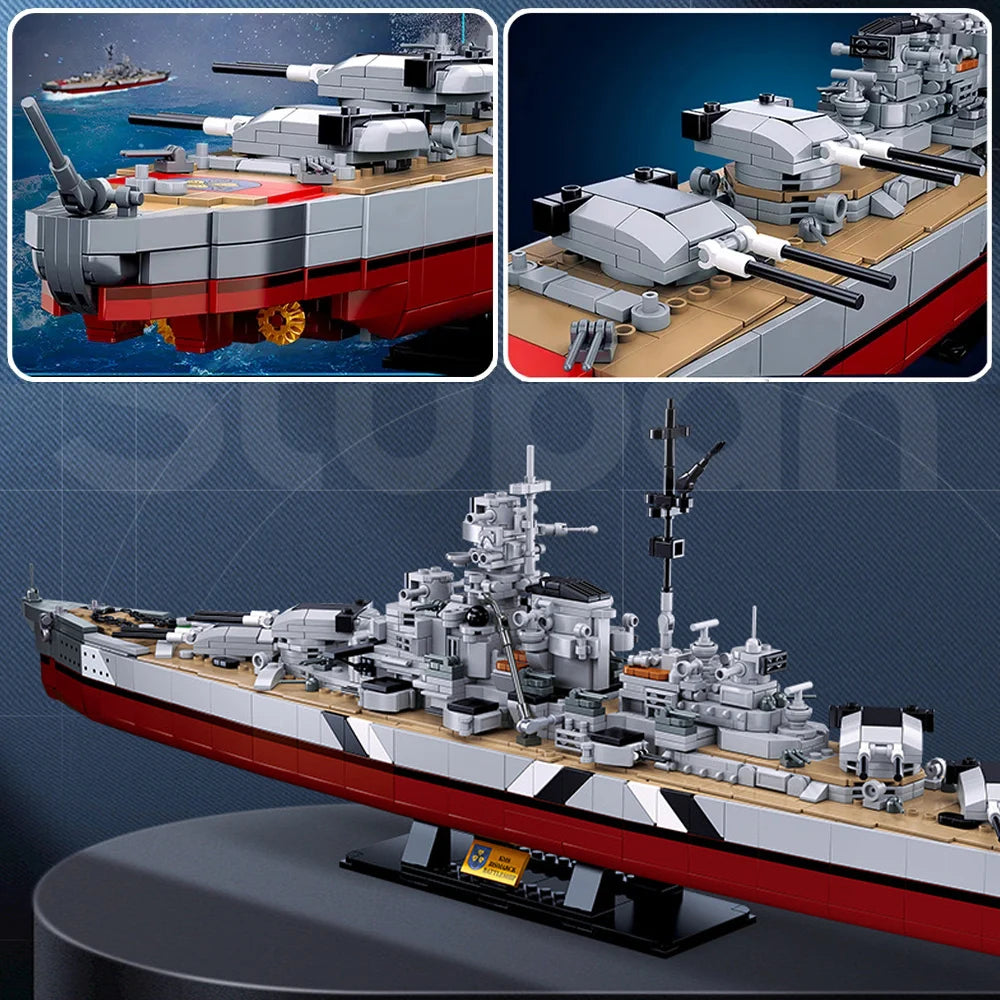 Andole 2 in 1 Bismarck Schlachtschiff Bausteine Militär Kriegsschiffe Bausteine