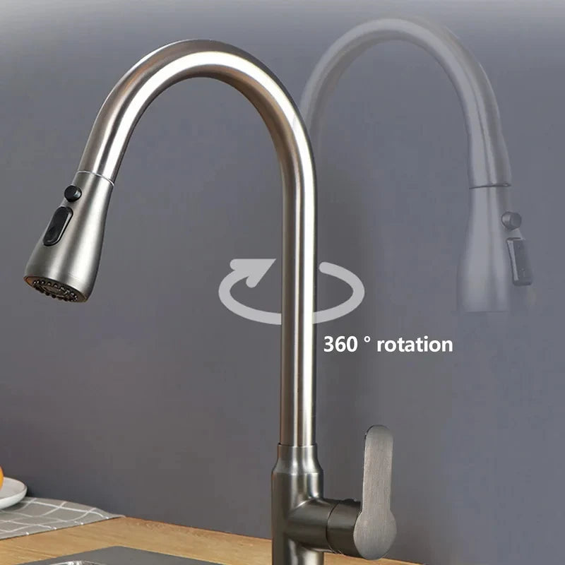 Küchenarmatur Wasserhahn gebürstetes Nickel mit Brause