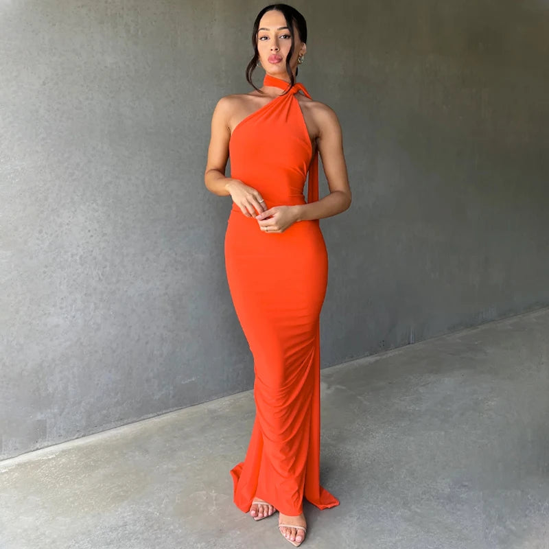 Hugcitar One Shoulder elegantes rückenfreies Kleid