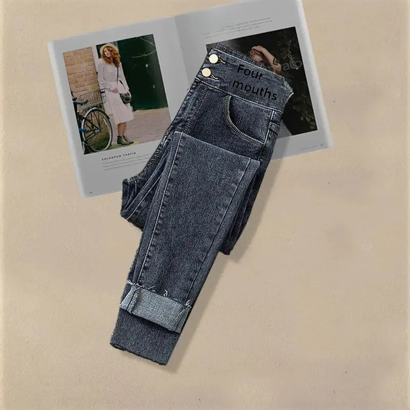 Damen-Strickwestenhemd, vielseitige Jeans, dreiteiliges Set, Slim Fit-Strickwaren