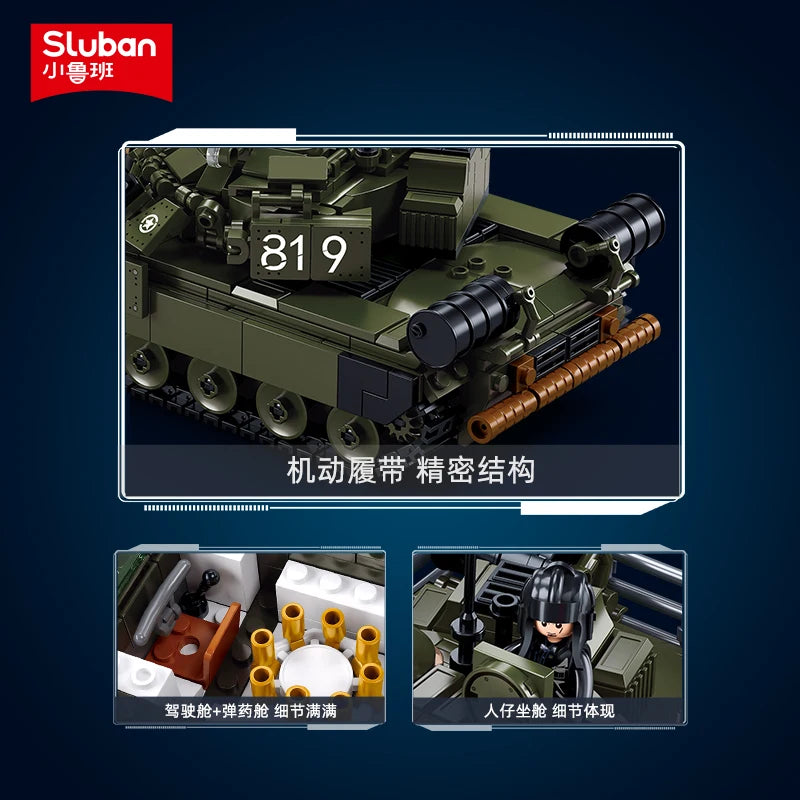 Sluban 798 Teile Armee T-80BVMS Kampfpanzer Modell (Bausteine Set)
