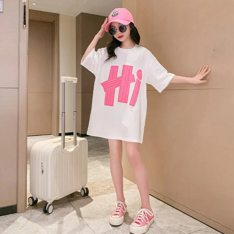 Mädchen langes Shirt / Bluse / Mini Kleid Sport