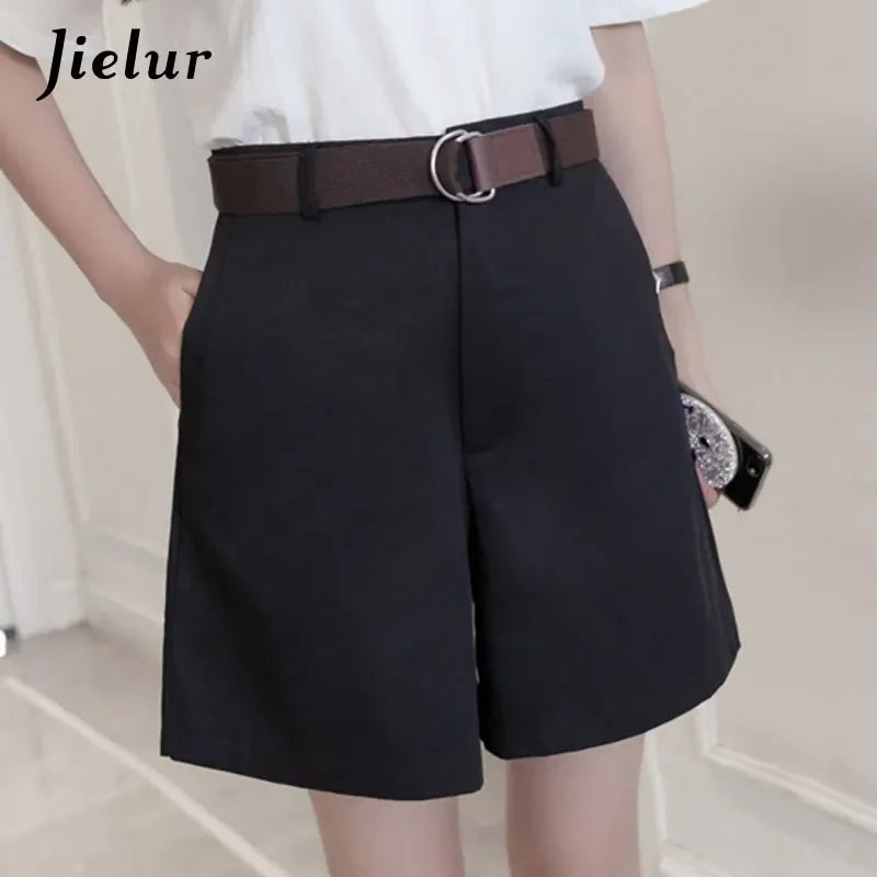 Jielur Shorts mit Gürtel kurze Hose