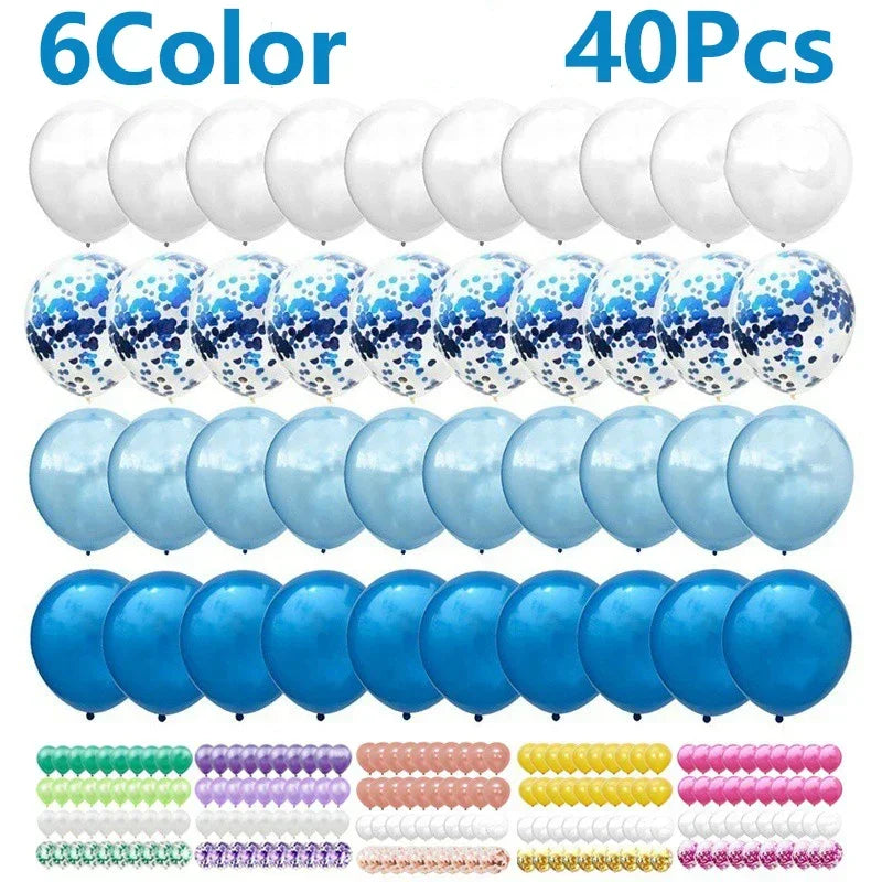 40 Teile / Set 12inch Mix Blau Rose Gold Konfetti Latex Ballon