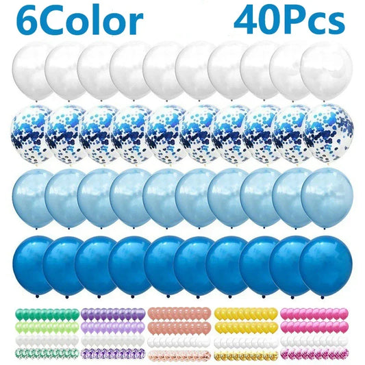 40 Teile / Set 12inch Mix Blau Rose Gold Konfetti Latex Ballon