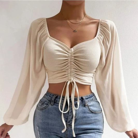 Shirt Top American Style mit Schnur zum hochziehen