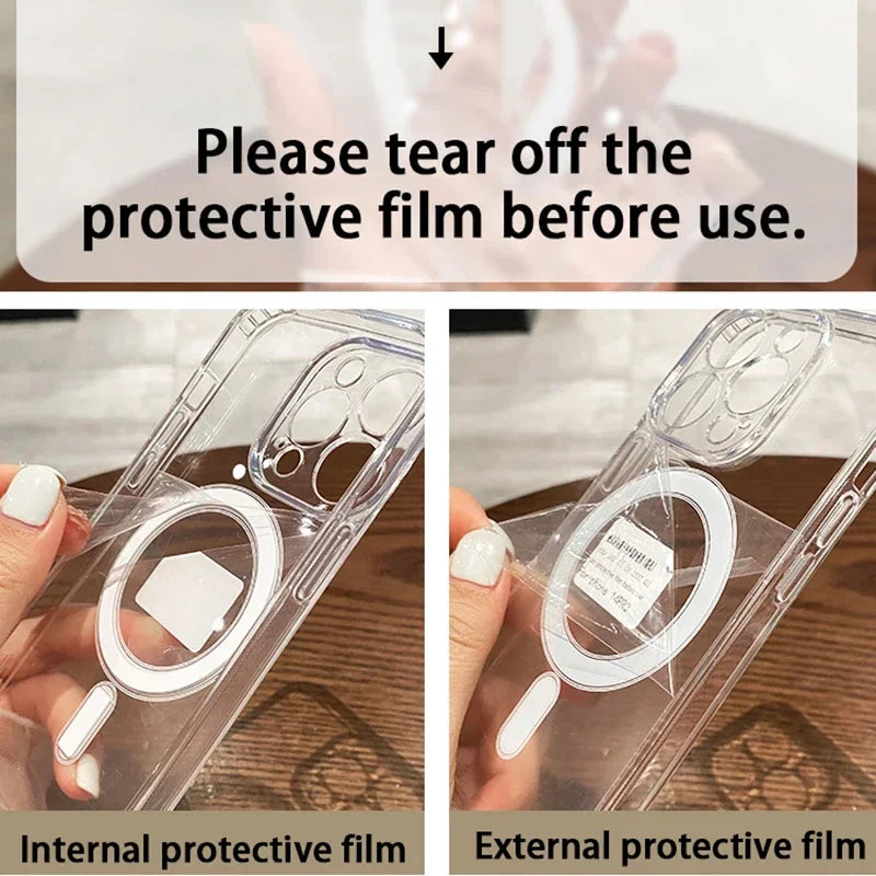Für Magesafe Magnetic Transparent Hülle für iPhone 11 12 13 14 15 Pro Max