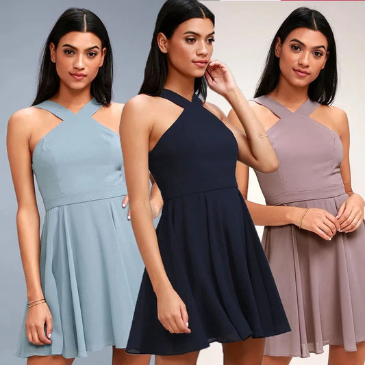 Ärmelloses Rückenfreies Sexy Club Mini Kleid 2024