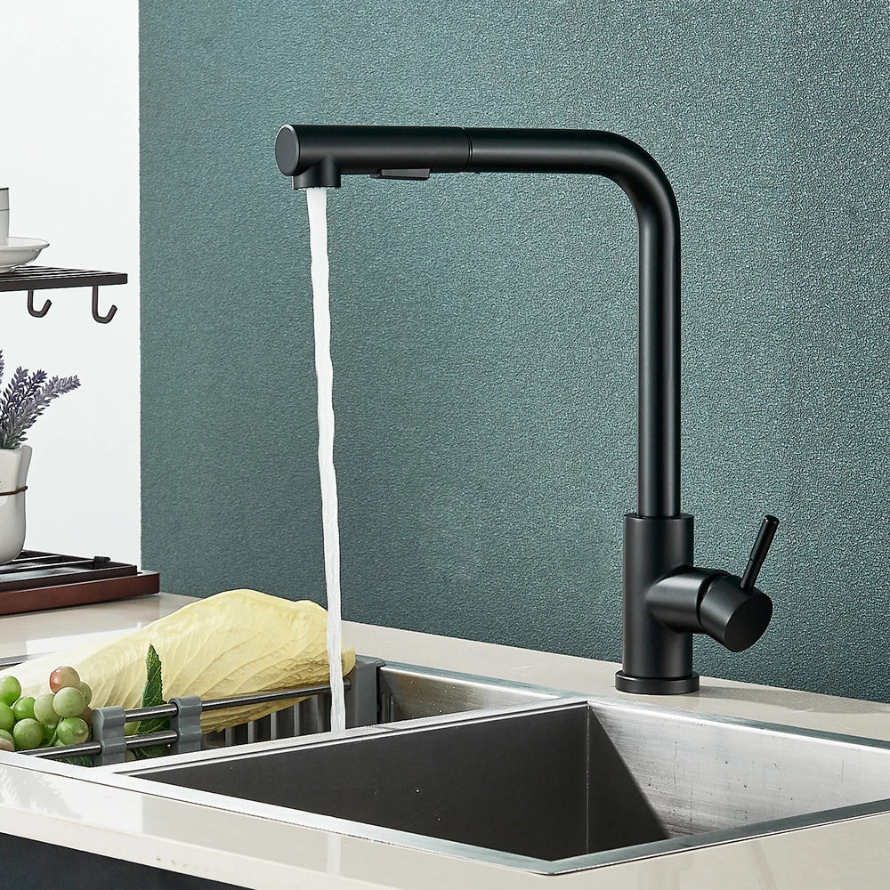 Küche Waschbecken Wasserhahn mit Brause Edelstahl Armatur Schwarz, Gold, Nickel