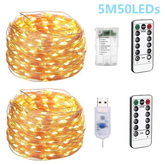 5M 50LEDs Lichterkette USB batteriebetrieben mit Fernbedienung