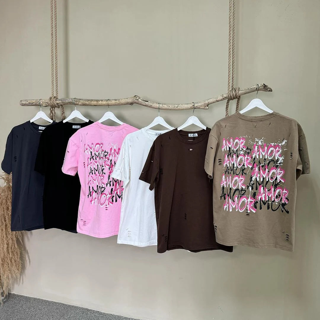 Zekye Übergroßes T-Shirt Frühling Sommer O-Neck Style 2024