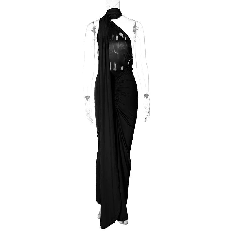 Hugcitar One Shoulder elegantes rückenfreies Kleid