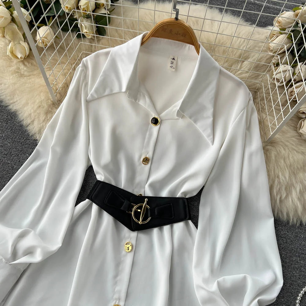 Damen Bluse Hemd mit Gürtel Model 2023