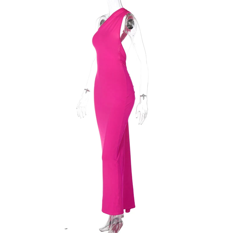 Hugcitar One Shoulder elegantes rückenfreies Kleid
