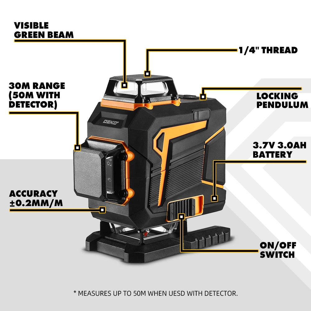 Deko 16 Linien 4d selbst nivellierender Laser Level 360 horizontal