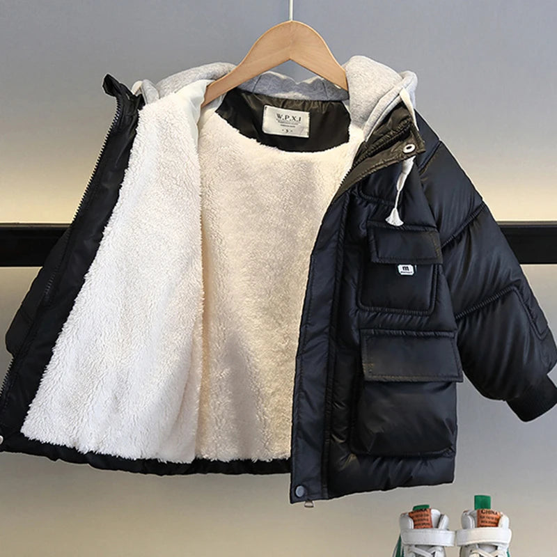 Jungen Winter Jacke mit Kapuze Modell 2024 Größe 100-170