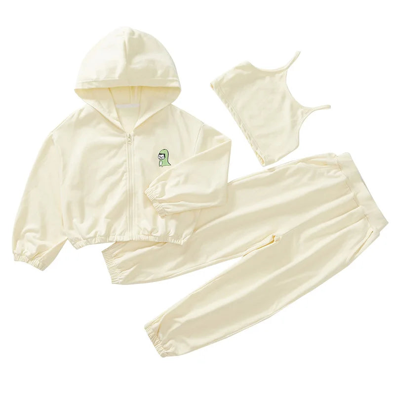 Frühling Herbst Teen Mädchen Kleidung Set 3 Teilig Hose Jacke Shirt 5-14 Jahre