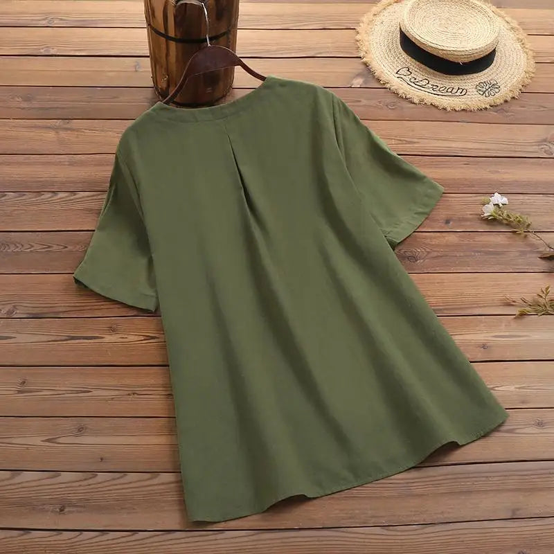 Zanzea Sommer lässige Damen Tunika Top Hemd Baumwolle