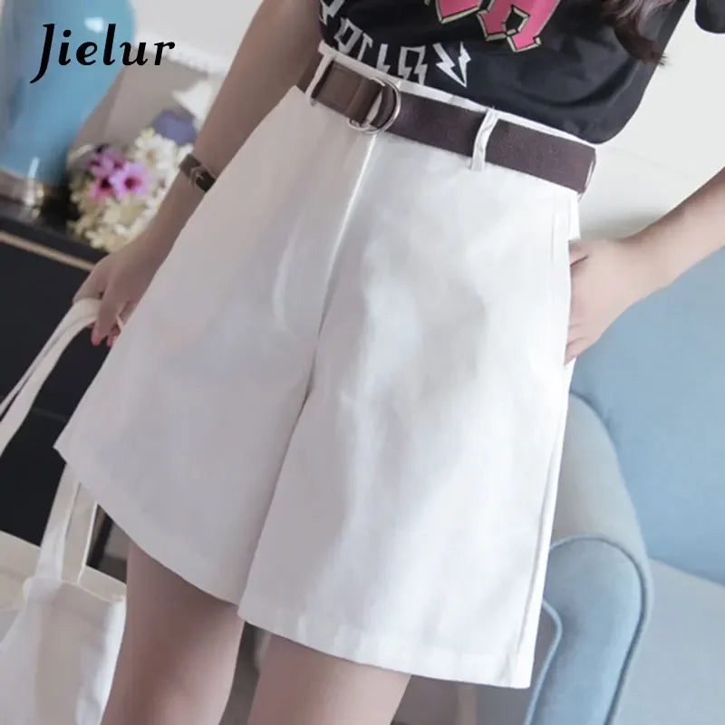 Jielur Shorts mit Gürtel kurze Hose