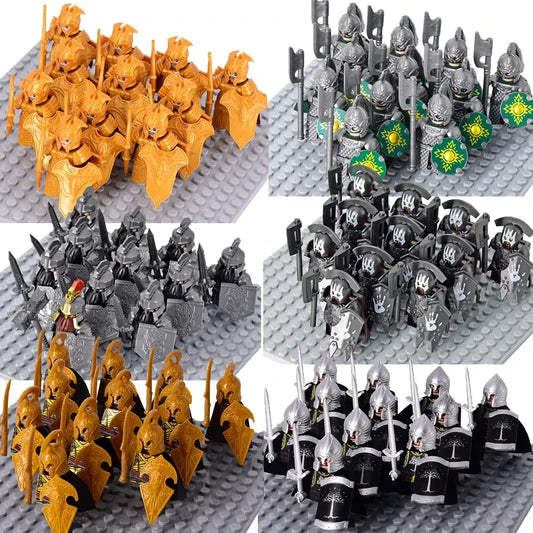 BRICKPANDA Mittelalterlich Zwerg Krieger Elfen Ritter Figuren Bausteine-Set