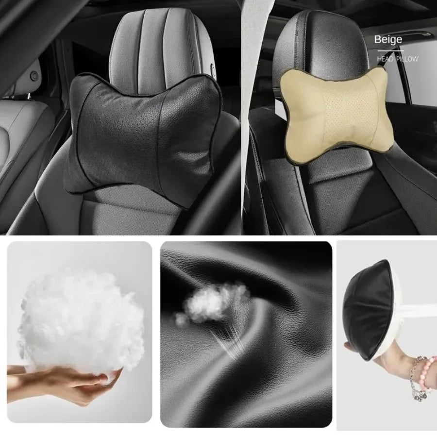 KFZ Auto Nackenkissen beide Seiten PU Leder für Kopfstütze