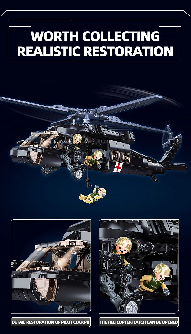 Sluban Blackhawk UH-60L Rettungshubscharauber  692 Teile