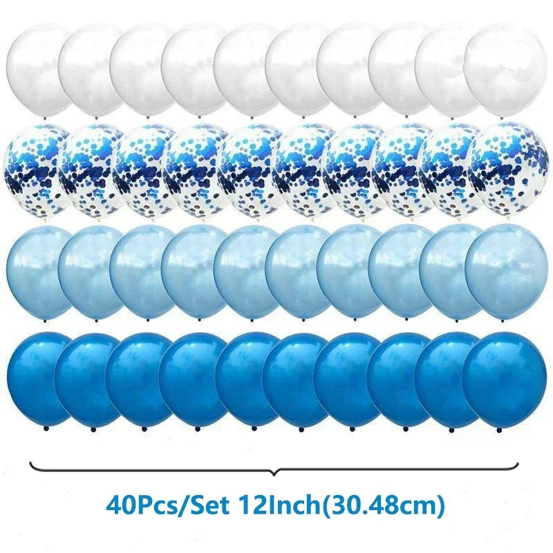 40 Teile / Set 12inch Mix Blau Rose Gold Konfetti Latex Ballon