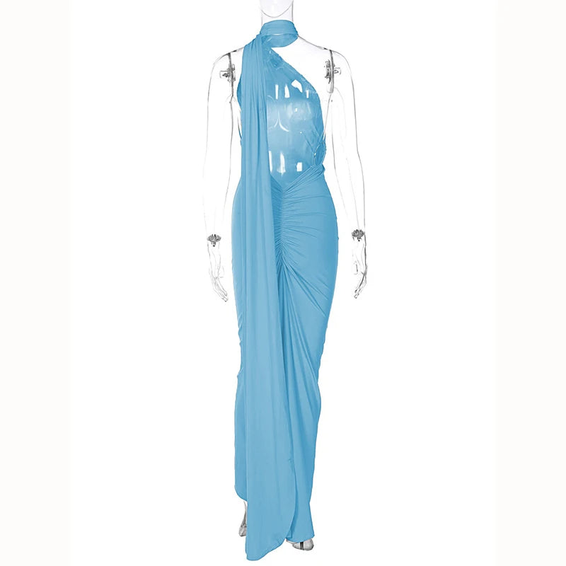 Hugcitar One Shoulder elegantes rückenfreies Kleid