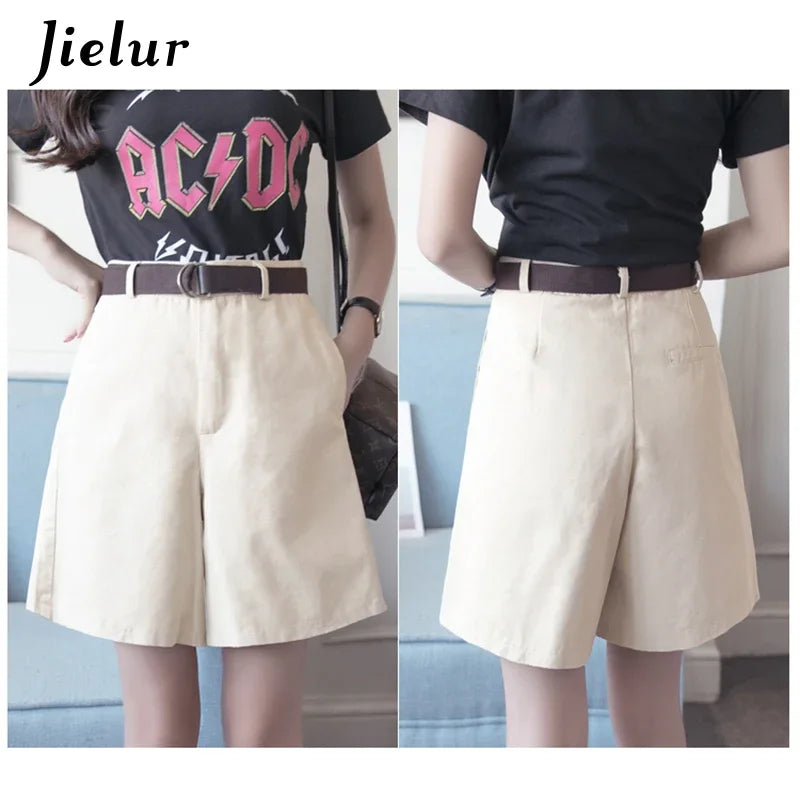 Jielur Shorts mit Gürtel kurze Hose