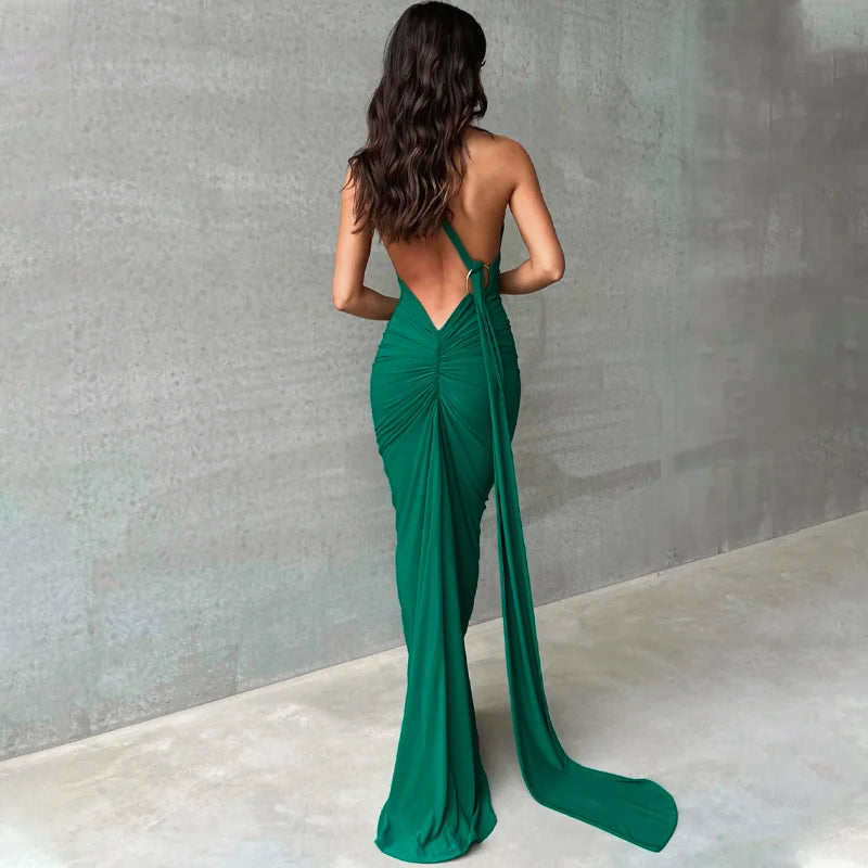 Hugcitar One Shoulder elegantes rückenfreies Kleid