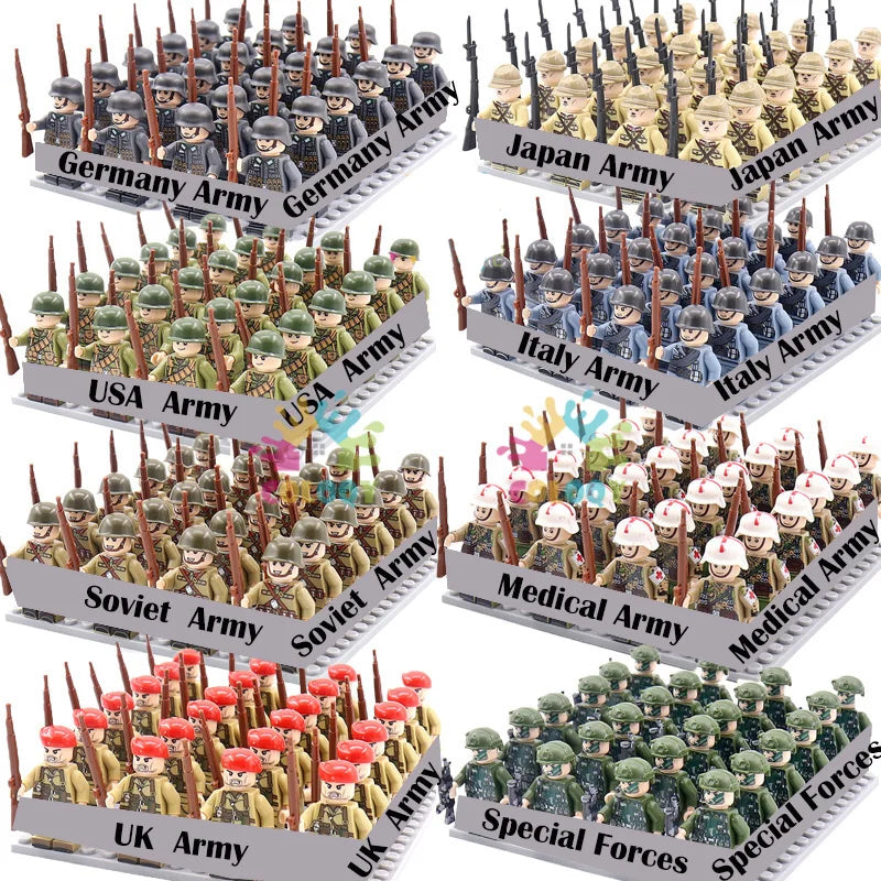 COLOQY Militärarmee Bausteine Set US UK DE uvm. Soldaten Minifiguren
