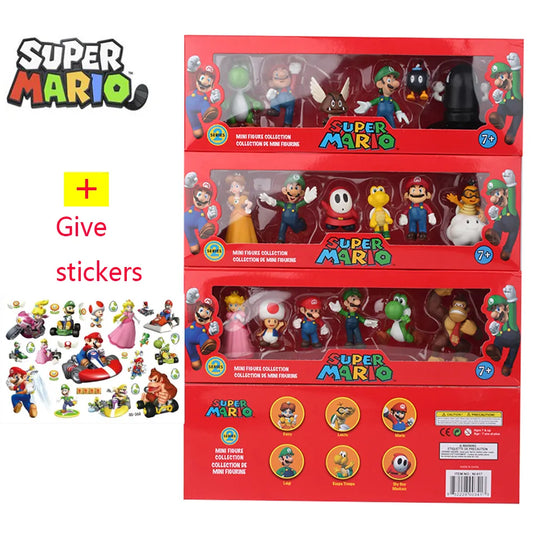 6 Teile/Satz 4-7cm Super Mario Bros PVC Actionfiguren Spielzeug Modell Set Luigi Yoshi Donkey Kong Pilz