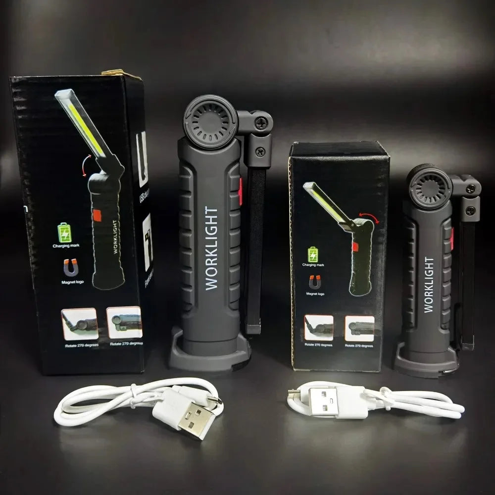COB LED Faltbare Taschenlampe Magnetische Arbeitsleuchte USB Wiederaufladbar