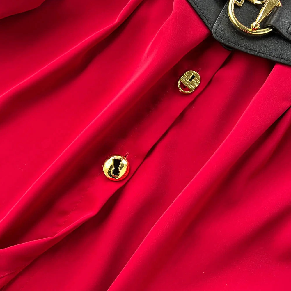 Damen Bluse Hemd mit Gürtel Model 2023