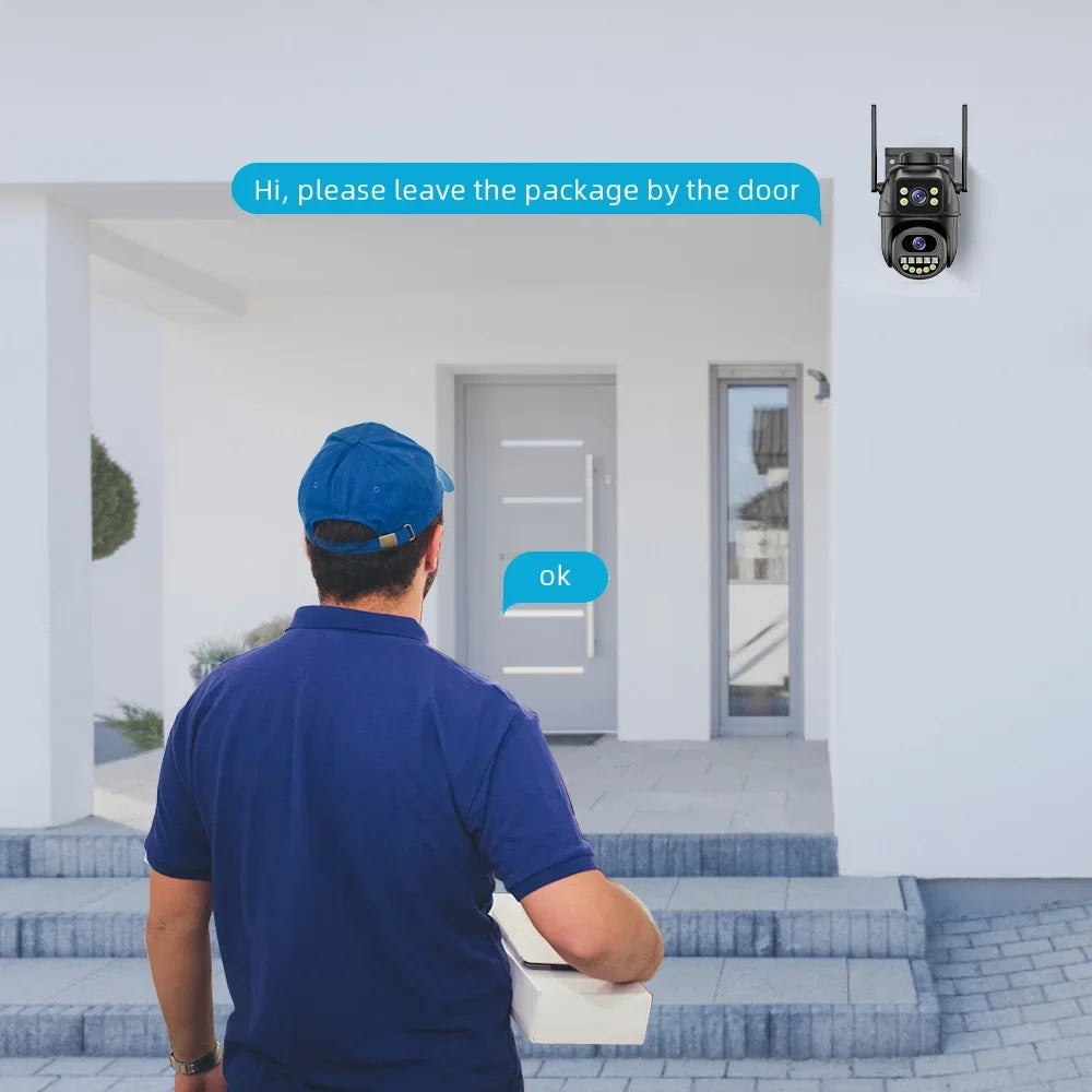 BELIA 4K 8MP WiFi-Überwachungskamera, Dual-Objektiv, 4-facher Digitalzoom