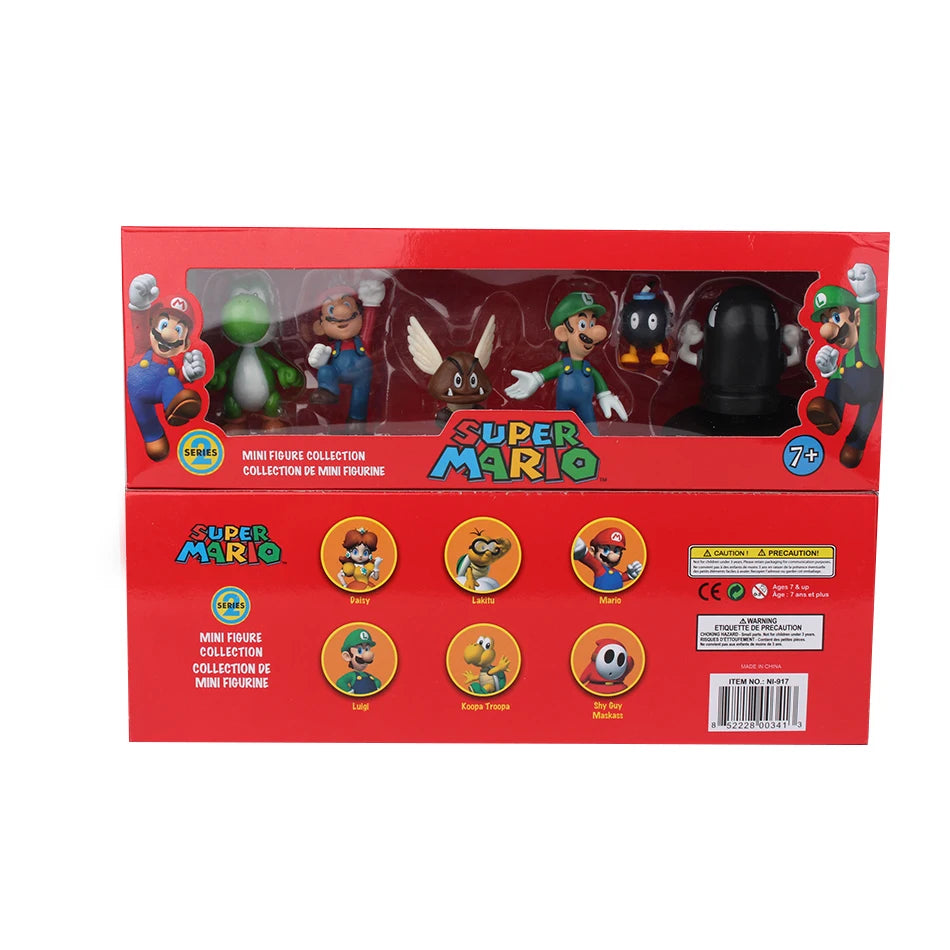 6 Teile/Satz 4-7cm Super Mario Bros PVC Actionfiguren Spielzeug Modell Set Luigi Yoshi Donkey Kong Pilz