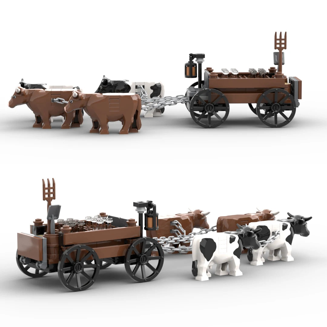 Jiu Feng Yan mittelalterliche Kutschenmodell Viehkarren Bausteine-Set