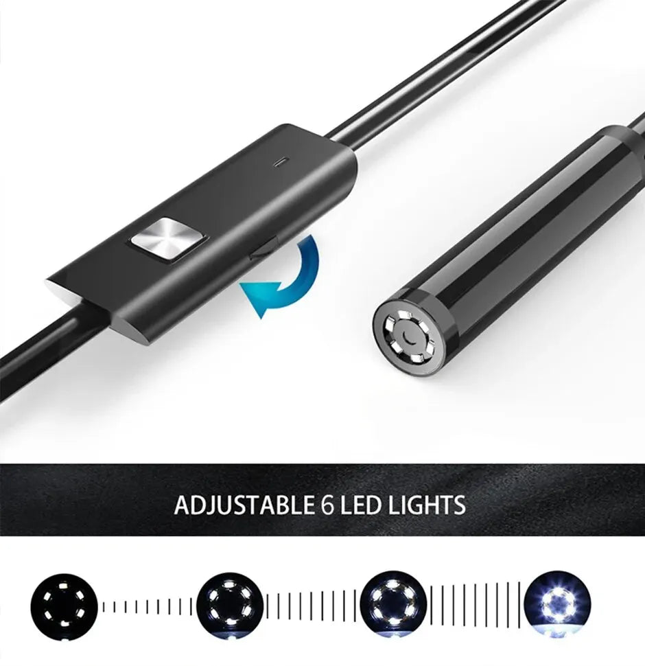 7,0 MM TYP-C-Endoskop-Kamera IP67 Wasserdicht 6 LEDs einstellbar USB