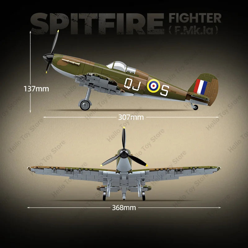 CyunSing Militär Spitfire Fighter Strike Flugzeug Bausteine Weltkrieg Bausteine Set