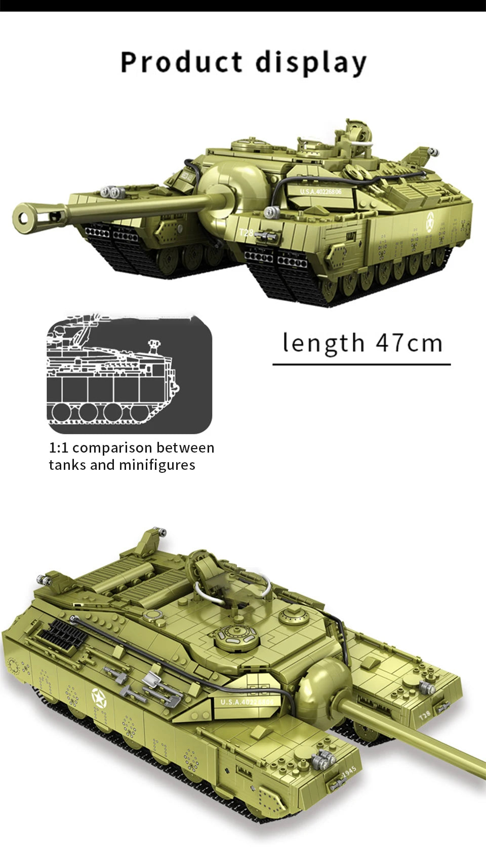 Sluban großer schwerer T28 Panzer PLS628010 2986 Teile