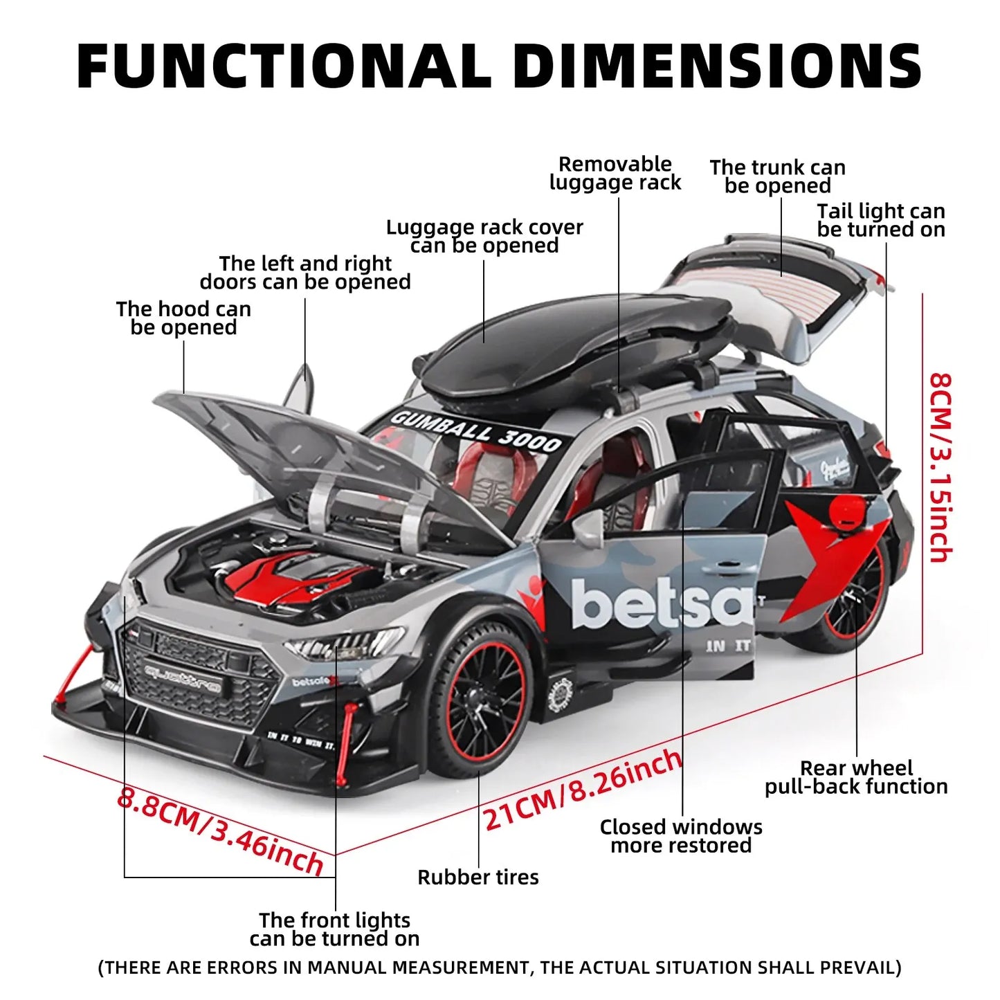 1:24 Audi RS6 Racing Modellauto aus Druckgusslegierung