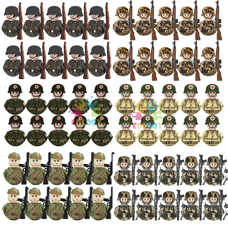 Armee-Bausteine Sets US UK FR uvm. Soldaten Minifiguren Bausteine-Set