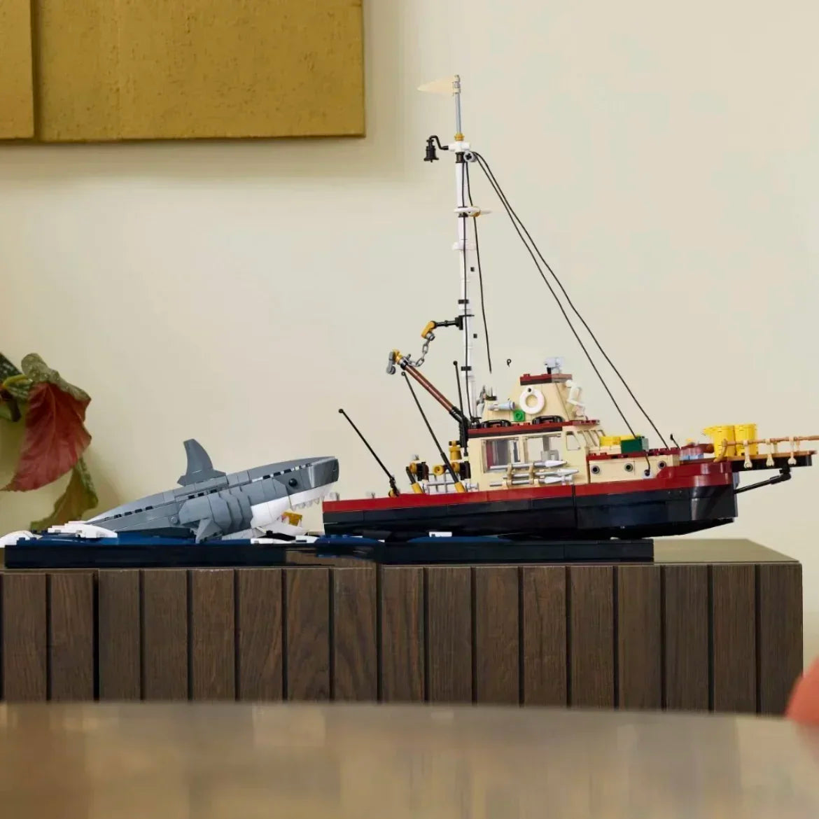 1497 Teile Jaws Diorama Weißer Hai Modell Fischerboot Bausteine Set