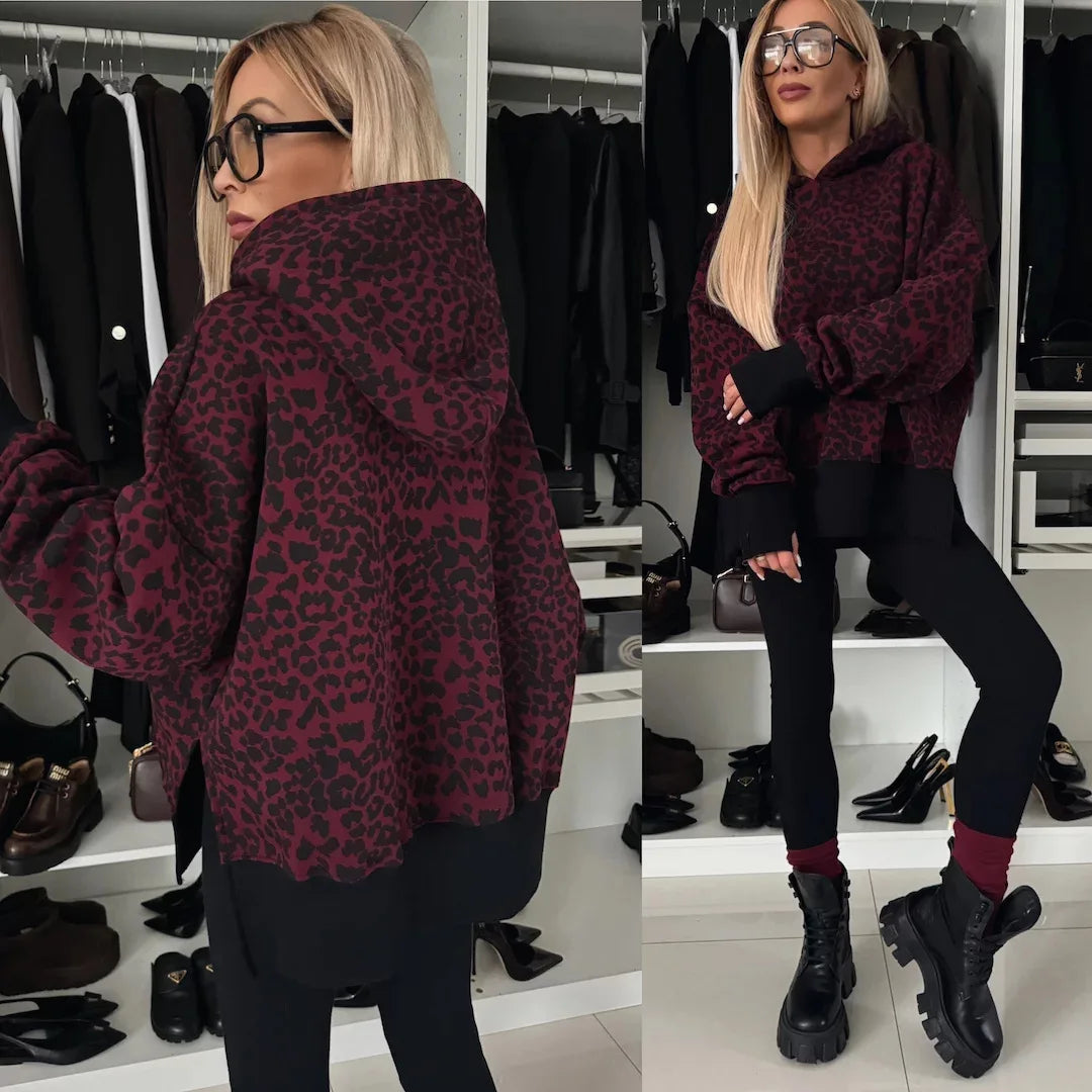 Damen Zweiteiler Hosen Set Gestreifte Kapuzenpullover