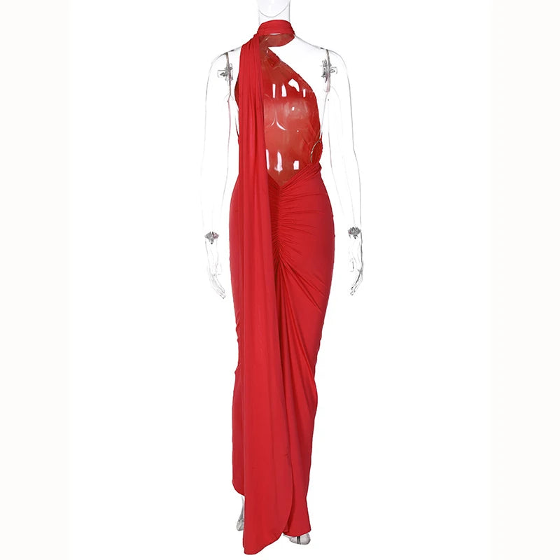 Hugcitar One Shoulder elegantes rückenfreies Kleid