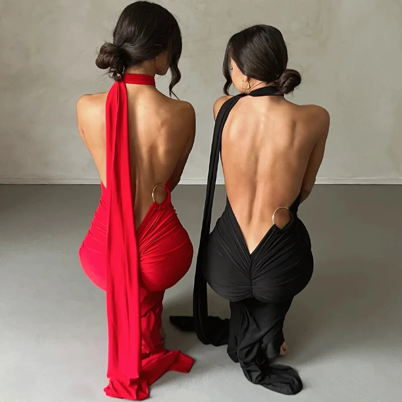 Hugcitar One Shoulder elegantes rückenfreies Kleid