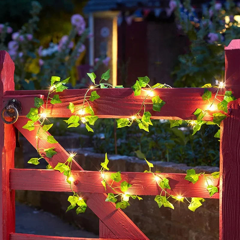 Blume Grünes Blatt Lichterkette Künstliche Rebe Lichterkette Batteriebetrieben Deko