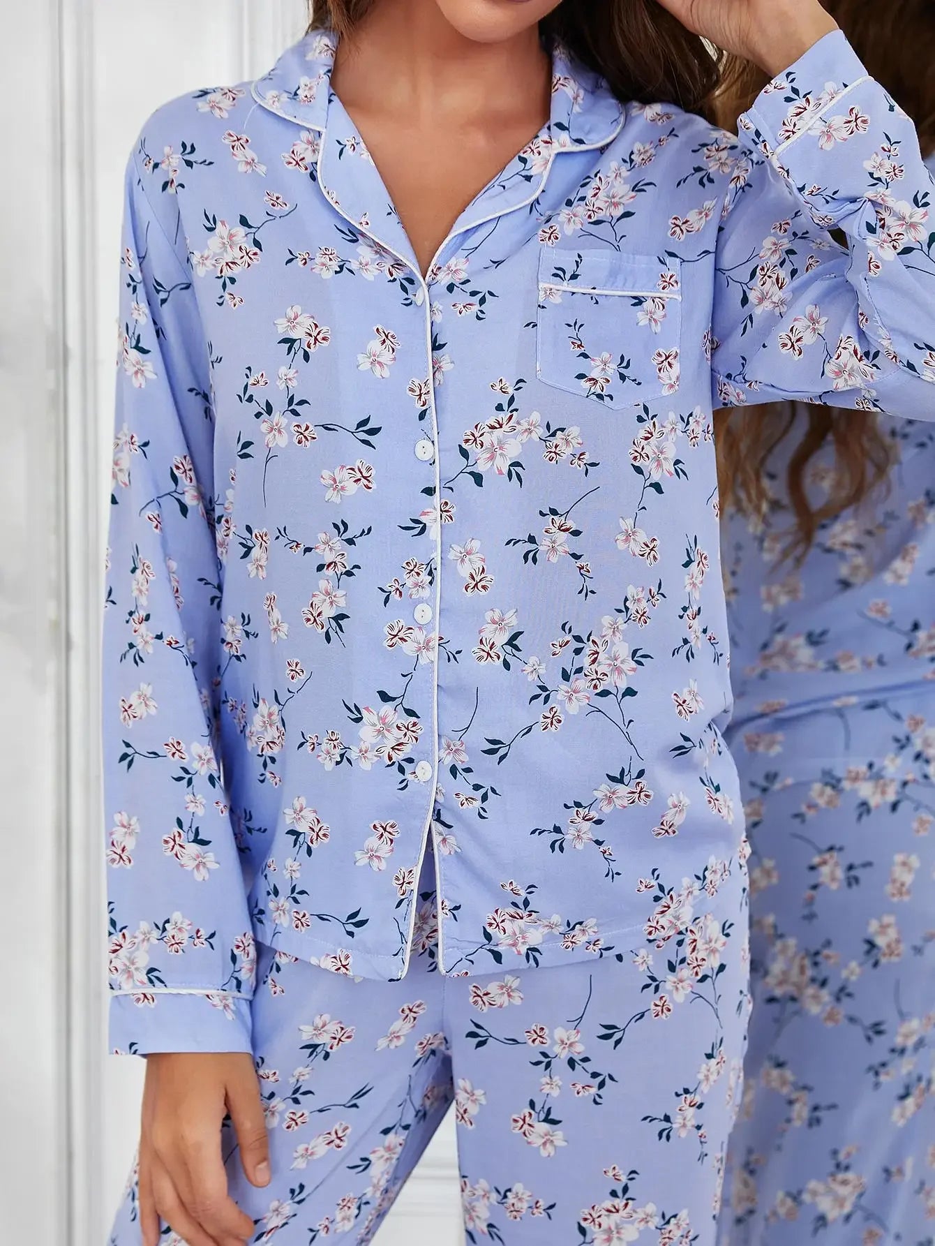 Floral Damen Schlafanzug / Pyjama  100 % Viskose