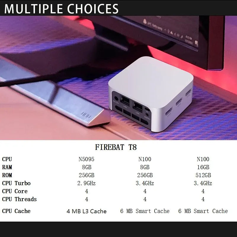 Firebat t8 pro plus mini pc intel celeron n5095 n100 8gb 16gb 256gb 512gb Wifi